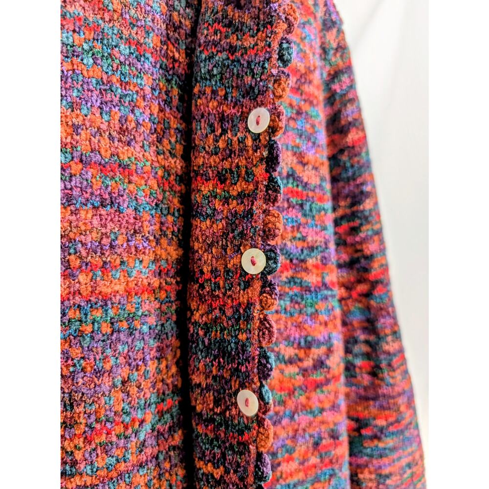 Vintage French Rags Textured Multicolor Knit Cardigan Made in USA Size 3 - Picture 5 of 8
